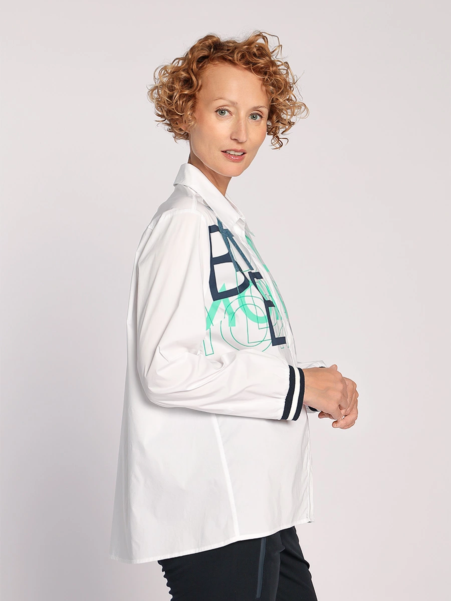 Блуза свободного кроя из хлопка с принтом